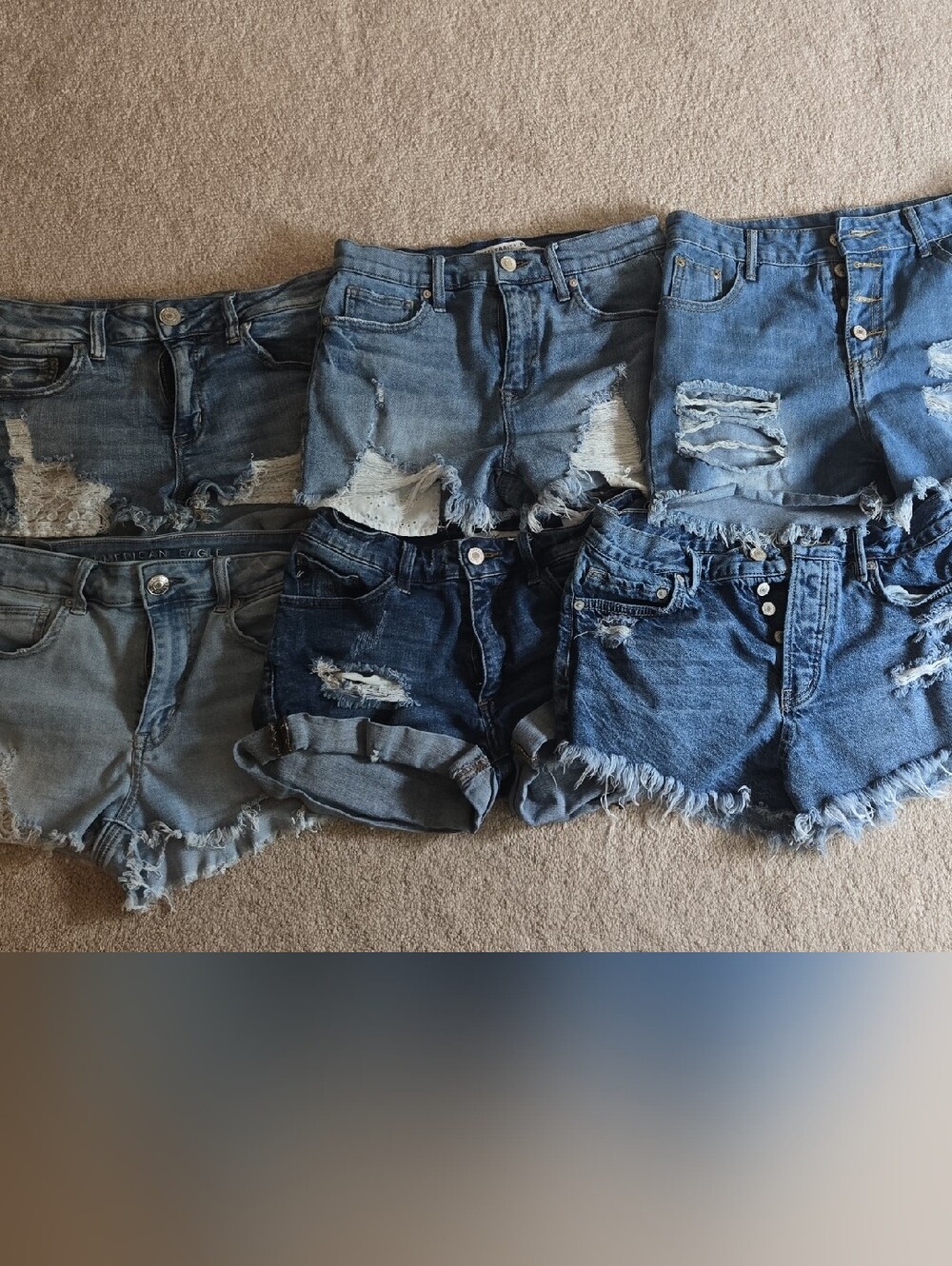 6 Pairs Of Distressed Denim Shorts Bundle - Blue Washed